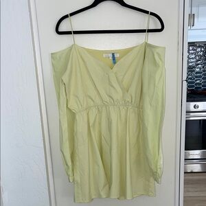Revolve Brand More to Come Light Yellow Off-Shoulder Mini Dress | L